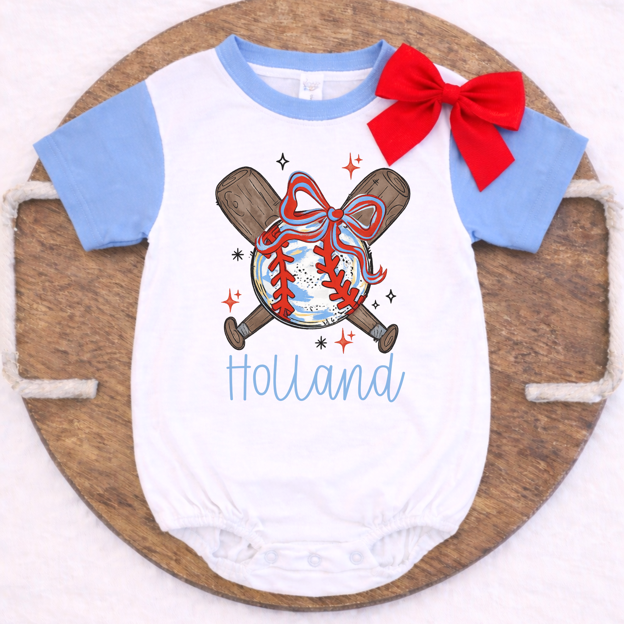 Girls Red White & Blue Baseball Tee