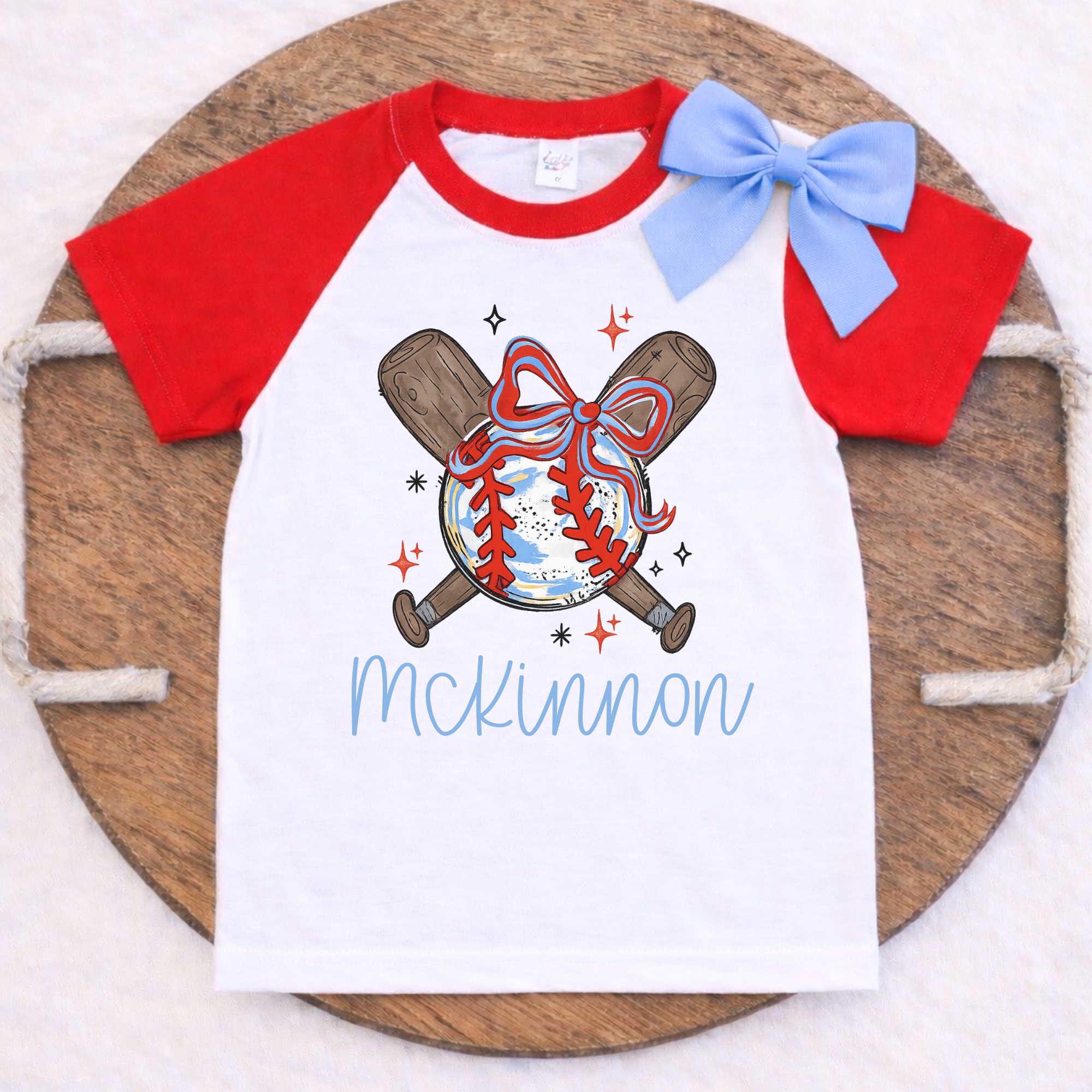 Girls Red White & Blue Baseball Tee