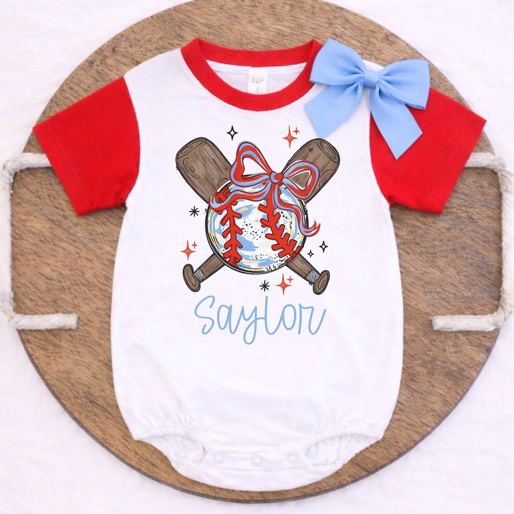 Girls Red White & Blue Baseball Tee