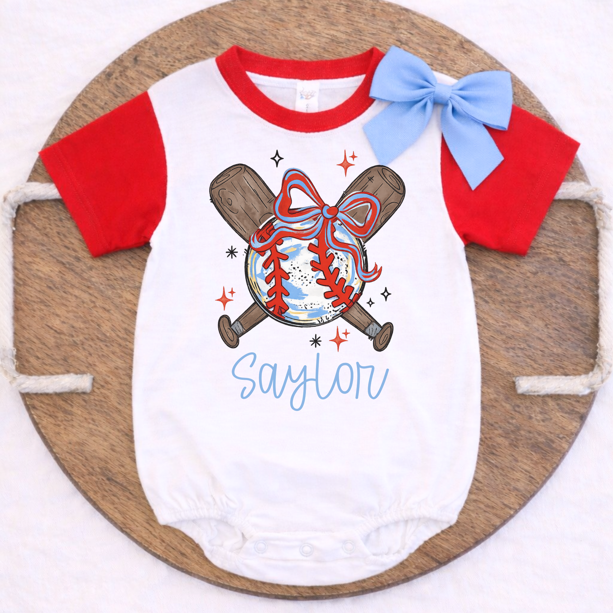 Girls Red White & Blue Baseball Tee