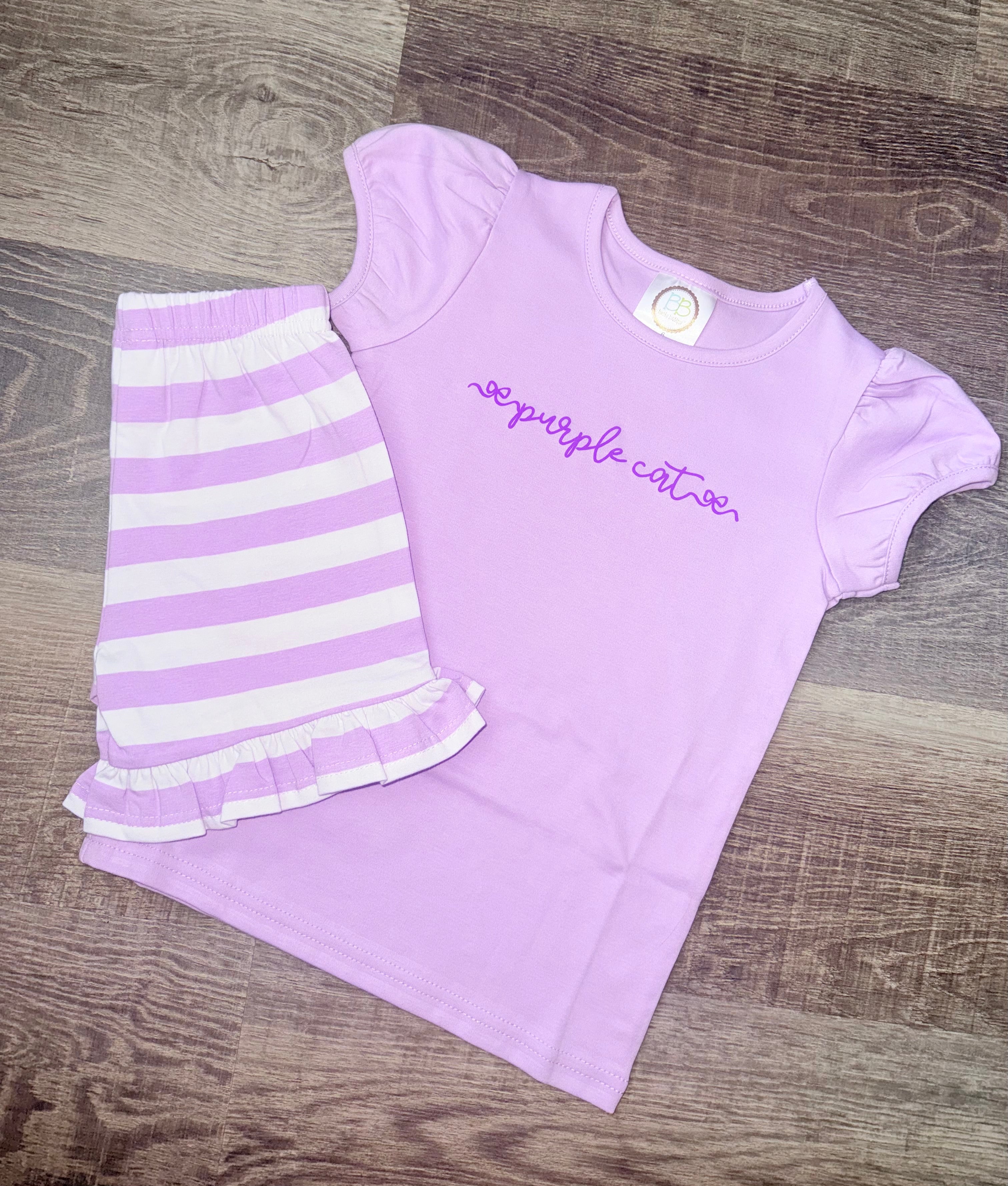 Girls Purple Cat Set